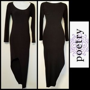 Sexy Black Bodycon Dress with Hi Low to one side
